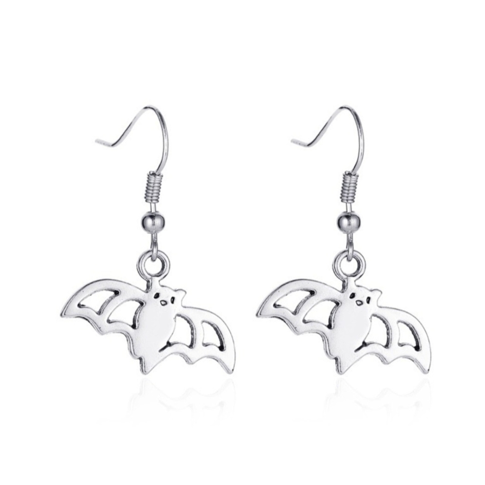 Silver Bat Dangle Earrings